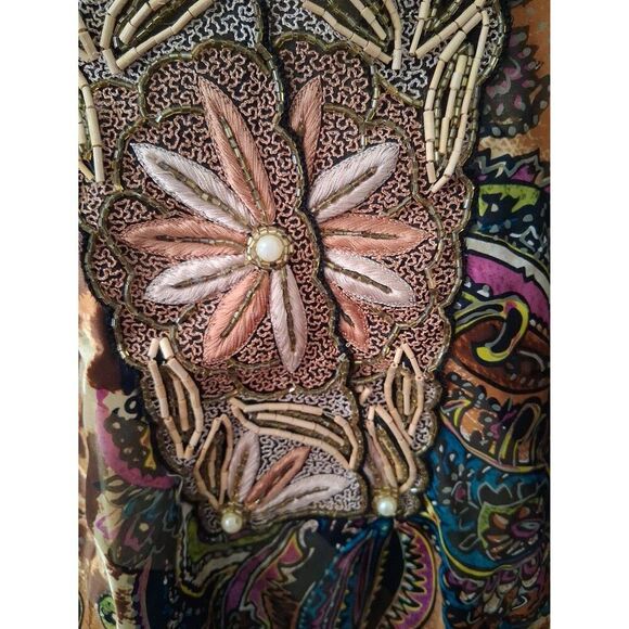 Silk Mary L Couture Top Nordstrom Wild Paisley Small Style #2932 VINTAGE NWT - Picture 9 of 11